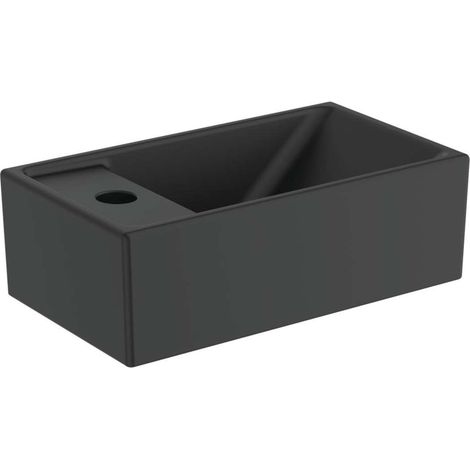 Ideal Standard Tempo - Lave-mains 37x21 cm, sans trop-plein, trou pour robinetterie à gauche, noir E2113V3 (1/4)