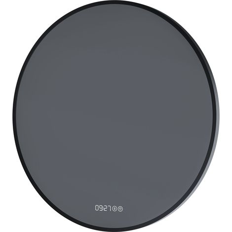BERNSTEIN - Specchio rotondo con cornice nera, LED rilevatore di movimento, controllo della luce antiappannamento, orologio digitale 8232-2.0, Ø 60cm	Ø60 cm