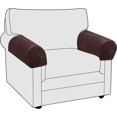 Set of 2 Velvet Sofa Armrest Covers, Stretch Arm Covers for Armchairs, Non-Slip Covers for Chairs and Sofas, Furniture Protectors (Brown, Set of 2) (1/5)