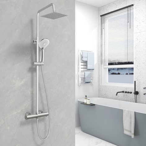 OCEAN ITALY Colonna Doccia con Miscelatore, Soffione Doccia Acciaio Inox, Asta Doccia Regolabile 80-116cm (1/5)