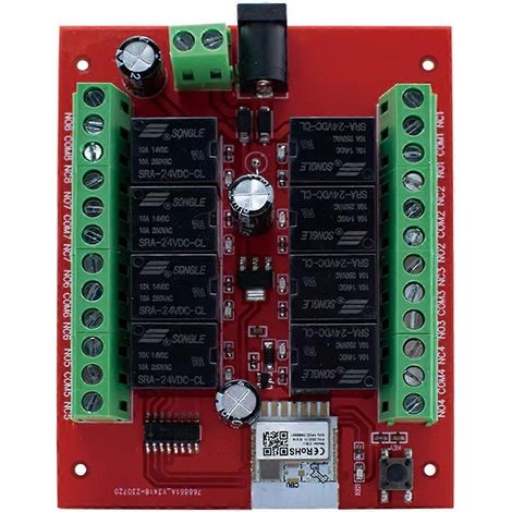 Interrupteur intelligent WiFi 8 canaux, compatible avec une application, 12 V/24 V, module relais WiFi pour l'automatisation de l'éclairage et de la maison connectée, compatible avec Google Home B 24 (1/5)