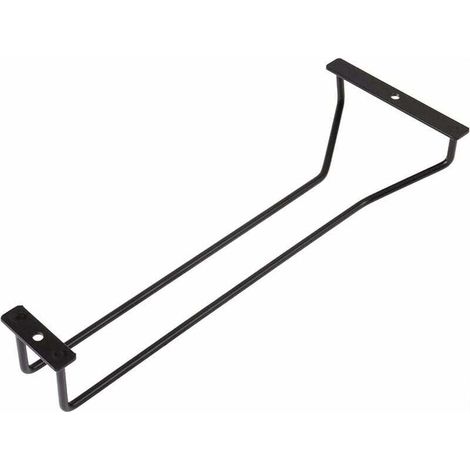Noir - 1 porte-verre à vin 30,5 cm, porte-verre à vin sous étagère, porte-verre à vin sous armoire, 1 rangée (1/4)