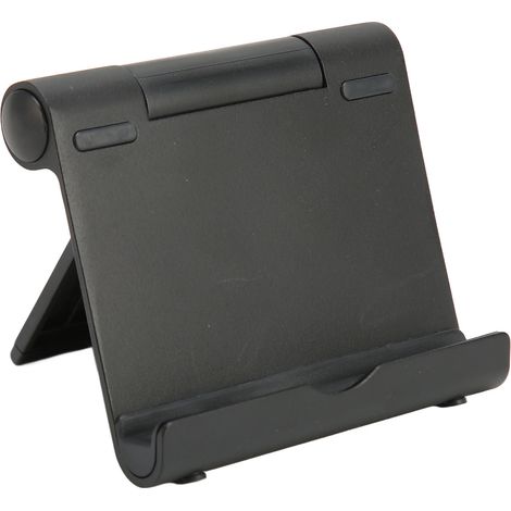 Drehbarer Handyhalter (180°), faltbar, tragbar, aus Aluminiumlegierung, Silikon, belastbar bis 5 kg, Tablet-Halterung für Schreibtisch und Büro, Schwarz (1/5)