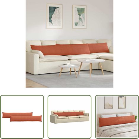 vidaXL Cordstoffkissen -  Sofakissen 2 Stück Rot-Orange 200 x 40 cm Cordstoff