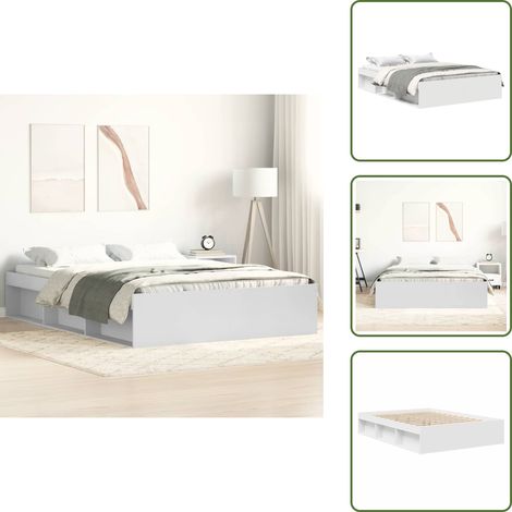 Cadre de lit sans matelas blanc 140x200 cm - Cadre De Lit - Lit Double - Lit Blanc - Meuble Chambre - Mobilier Contemporain (1/5)