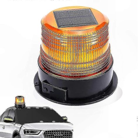 Feu de signalisation LED solaire, gyrophare magnétique sans fil 12V pour sécurité routière, balise clignotante étanche (1/5)