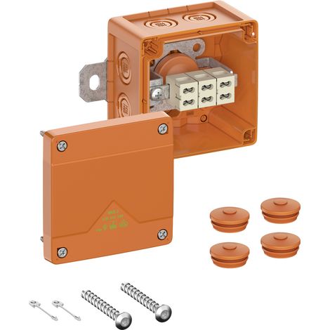 Spelsberg WKE 2 Duo 3 x 4² Brandschutzdose, Abzweigkasten, Funktionserhalt E30-E90, IP66, orange, 100 x 100 x 70 mm