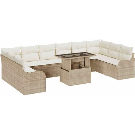Maison Exclusive - Set Divano da Giardino 11 pcs Beige Rattan in Polipropilene
