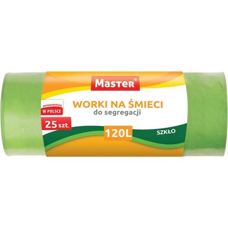 Sacs poubelle Master pour le tri du verre 120 L Vert 25 pièces (1/2)