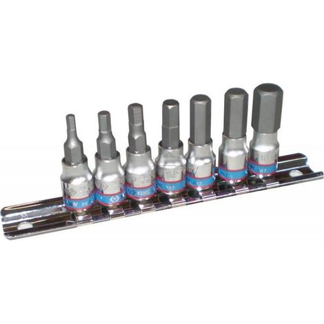 King Tony - 7 pc. 1/4"jg.llave de caja c/punta hex.