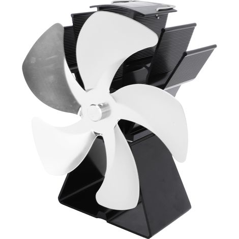 Ventilateur Poele a Bois 5 Pales Ventilateur Cheminee Base Trapezoidale Verticale Circulation Chaleur Thermique Sans Courant Transportable Pour Maison Camping Argent Aluminium (1/5)