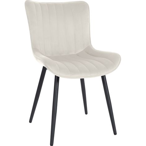 Silla de comedor Largo en terciopelo o polipiel Crema Terciopelo