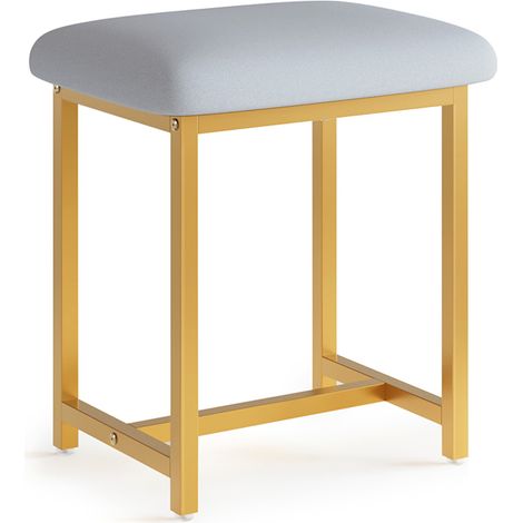 Tabouret pour coiffeuse maquillage vanité tabouret de pied pour la chambre à coucher salle d'eau 41 × 31 × 44.5 cm Gris et Gold Mondeer (1/5)