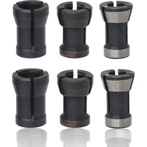 6 Pièces HSS Tête de Mandrin,Mandrin de Fraiseuse,Tête de Mandrin de Collet Adaptateur,Jeu de Collets Mandrin à Pince,Tête de Gravure pour perceuses Machine De Gravure, 6mm/6,35mm/8mm (1/4)