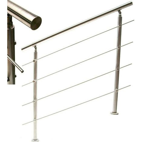 Edelstahl Treppengeländer 160 Handlauf Geländer Balkongeländer 4 Querstäbe 57216 (1/5)