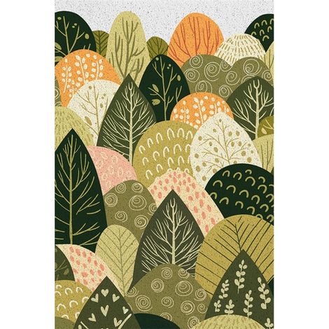 Ede Carnaval de la Forêt - Édition Verticale 5080cm Boucle de Soie Tapis de sol bouclé de style rustique, résistant à la saleté et à l'usure, découpable à volonté, antidérapant, grattant la boue, tapi (1/4)