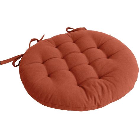 Galette de Chaise Piquée Uni "Panama" 38cm Terracotta