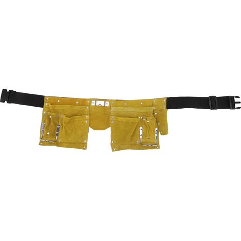 Ceinture outil en cuir avec multiples poches, boucle à dégagement rapide, durable et portable pour le bricolage et menuiserie.
