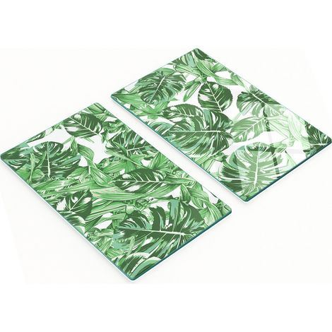 Küchenschneidebretter aus Glas mit grafischem Blattmuster, 2 x 30 x 52 cm (1/5)
