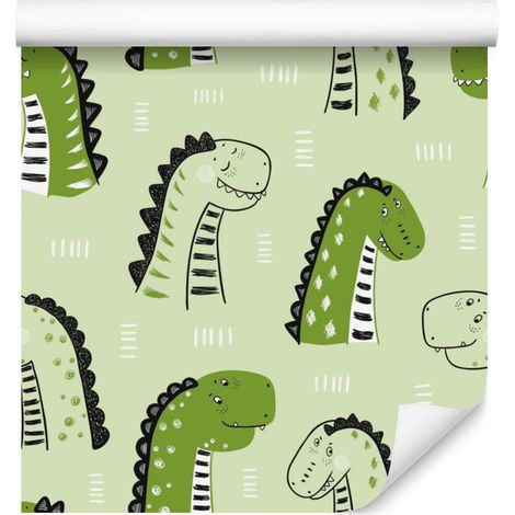 Carta da parati con dinosauri e motivi naturalistici per soggiorno e camera da letto, 50x1000 cm. (1/5)