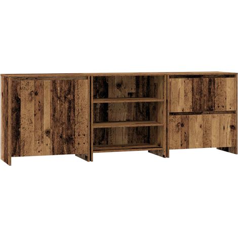 Maison Exclusive - Aparador con cajón 3 pcs Madera vieja 70 x 41 (1/5)