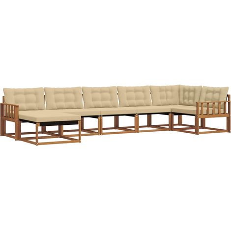 Outdoor Sofa Set with Cushion 7 pcs Natural and Beige vidaXL (1/5)