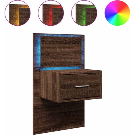 Maison Exclusive - Wand-Nachttisch mit LED-Leuchten Braun Eichen-