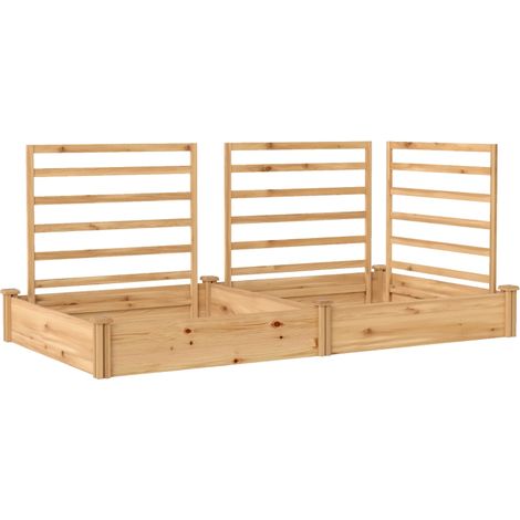Hochbeet mit Rankgitter Holz Blumenkasten mit 3 Spalier Trennwand Offenem Boden 240 x 125 x 102 cm Naturholz
