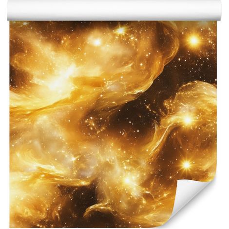 Carta da parati acquerello galassia oro e crema per soggiorno e camera da letto 50x1000 cm (1/5)