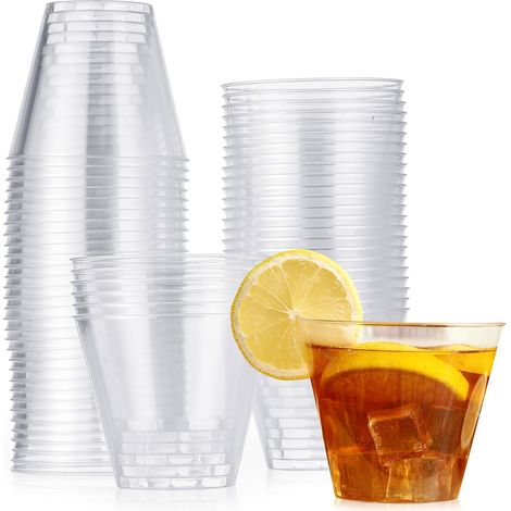 60 Verres, Plastique Dur, Transparent, 255ml, Cocktails, Fêtes (1/5)