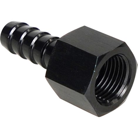 Raccord d'extrémité de tuyau pivotant droit 6AN, femelle anodisée en aluminium vers raccord cannelé de 3/8 pouces pour fluide de carburant, noir. (1/5)