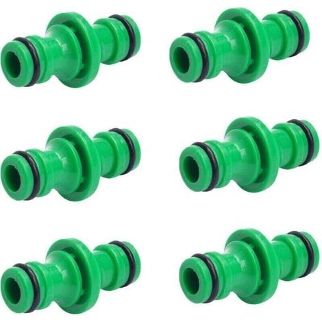 Connecteur de tuyau double 6 pièces, raccords de tuyau double mâle, raccords pour connecter des tuyaux d'arrosage (vert) (1/5)