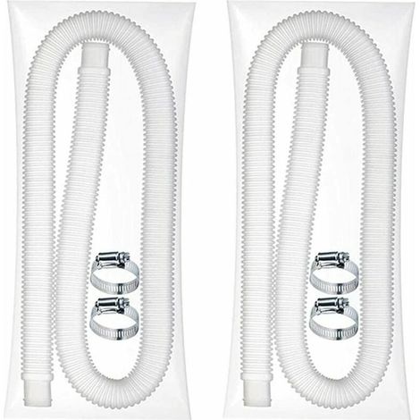 Hose flexible of pool universal  Hose of replacement for pool outside floor  2 tubes of pump to filter flexible with 4 pliers metal (diameter : 32 mm, length : 1,5 m) (2 parts) (1/5)