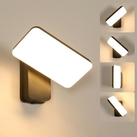 GOECO 16W Applique Murale Exterieur/Intérieur 3000K Noir Lampe Mural Exterieur Led ,Luminaire Exterieur avec Panneau LED Pivotant à 360° Imperméable IP65 pour Terrasse Jardin Garage (1/5)