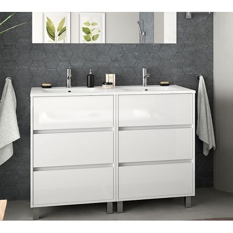 Mobile a terra Arenys cm. 120 con lavabo bianco lucido di Salgar