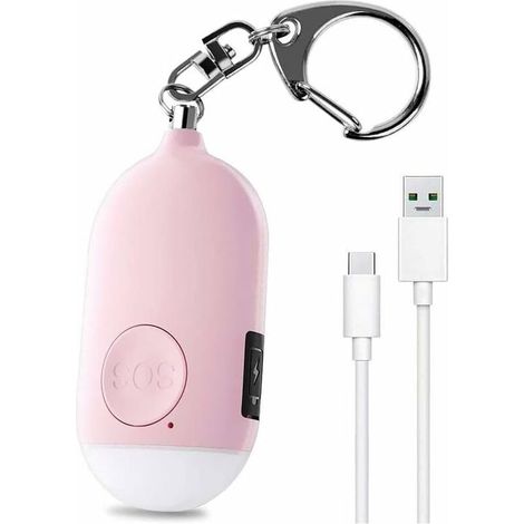130 DB Alarme Personnelle d'urgence,Rechargeable Alarme de Sécurité avec LED Lampe de Poche Torche Alarme Anti Agression,pour Femme Enfants Personnes Agées Aventurier – Rose-Fei Yu (1/4)