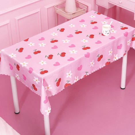 Nappe de table en polyester imperméable et anti-tache motif cerises amour 40-60cm pour table basse salle à manger (1/5)