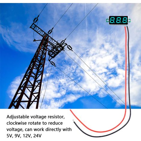 Voltmètre numérique à affichage LED 0,28″, panneau de mesure de tension continue 2,5-30 V (bleu) (1/5)