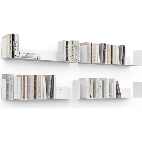 Set di 4 scaffali per libri bianchi METRA, 60x15 cm (1/5)