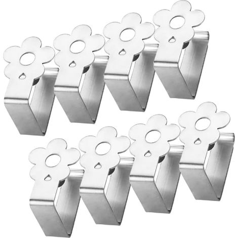Set di clip per tovaglie antiscivolo, 8 clip decorative per tovaglie spesse in acciaio inossidabile, ideali per picnic, barbecue, matrimoni, feste (Fiore) (1/5)