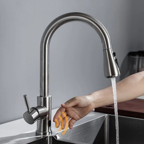 Grifo inteligente para agua fría y caliente, grifo con función extraíble, grifo de cocina de doble modo (1/5)