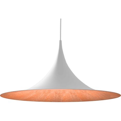 LUMICOM  LOUIE BINARIO Sospensione, 1X E27, max 42W, metallo, bianco opaco/foglia rame, D.33cm