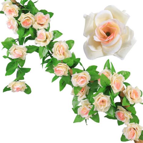 Guirlande Fausse Rose - Vigne Artificielle 2,3 M - 9 Fleurs Par Guirlande - Décoration Murale Jardin Mariage - 2 Pièces (1/5)