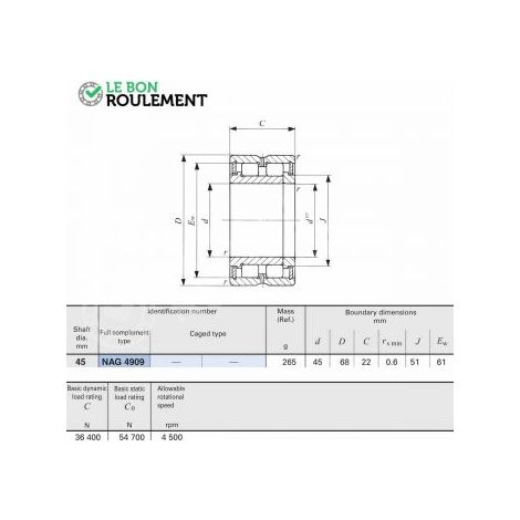 Roulement à rouleaux cylindriques NAG4909-IKO