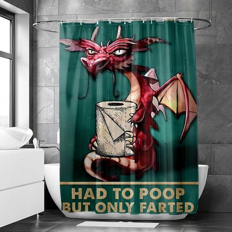 Rideau de douche motif chien vintage stylisé, rideau salle de bain imperméable, 180x180 cm (1/5)