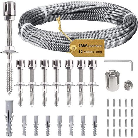 Filiyano – kit de treillis mural – Treillis métallique [zd] pour plantes grimpantes d'extérieur, kit de treillis mural avec câble en acier inoxydable (1/5)