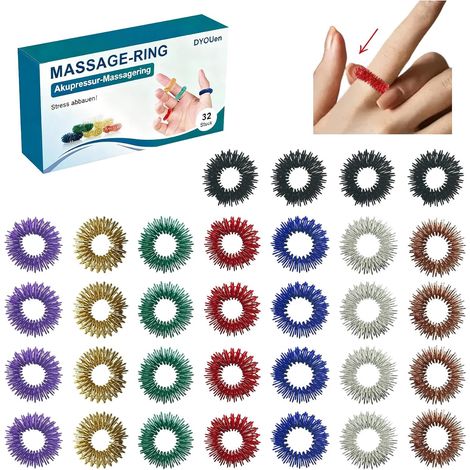 Akupressur Ring Set, 40 Stück Bunte Fingermassagering zur Förderung der Durchblutung & Stressabbau – Massageringe für Finger, Anti Stress Toy für Erwachsene & Kinde (1/5)