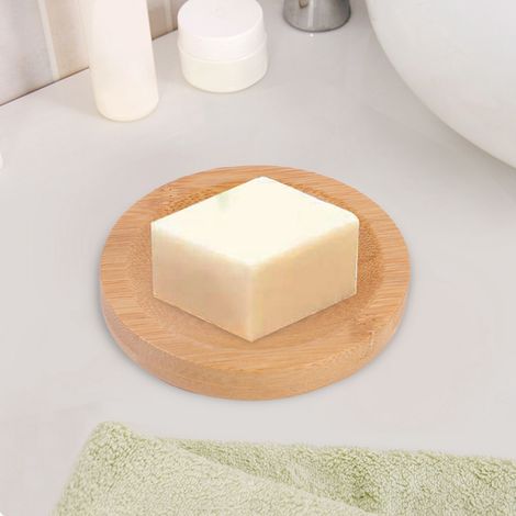 Porte-savon en bambou rond, boîte à savon en bois, drainant et anti-moisissure, sain et pratique. (1/4)