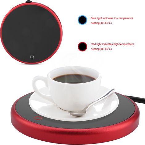 Chauffe-tasse électrique pour bureau, plateau chauffe-mug café thé lait, socle chauffant 220-240V prise UE, rouge (1/5)