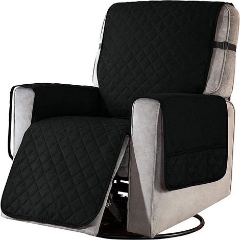Housse de Fauteuil Relax avec Poche, Couverture de Chaise Canapé Relax, Applicable à Protection Canape Anti-Rayures Chien et Chat, Housse Canapé Imperméable - Noir S (1/5)